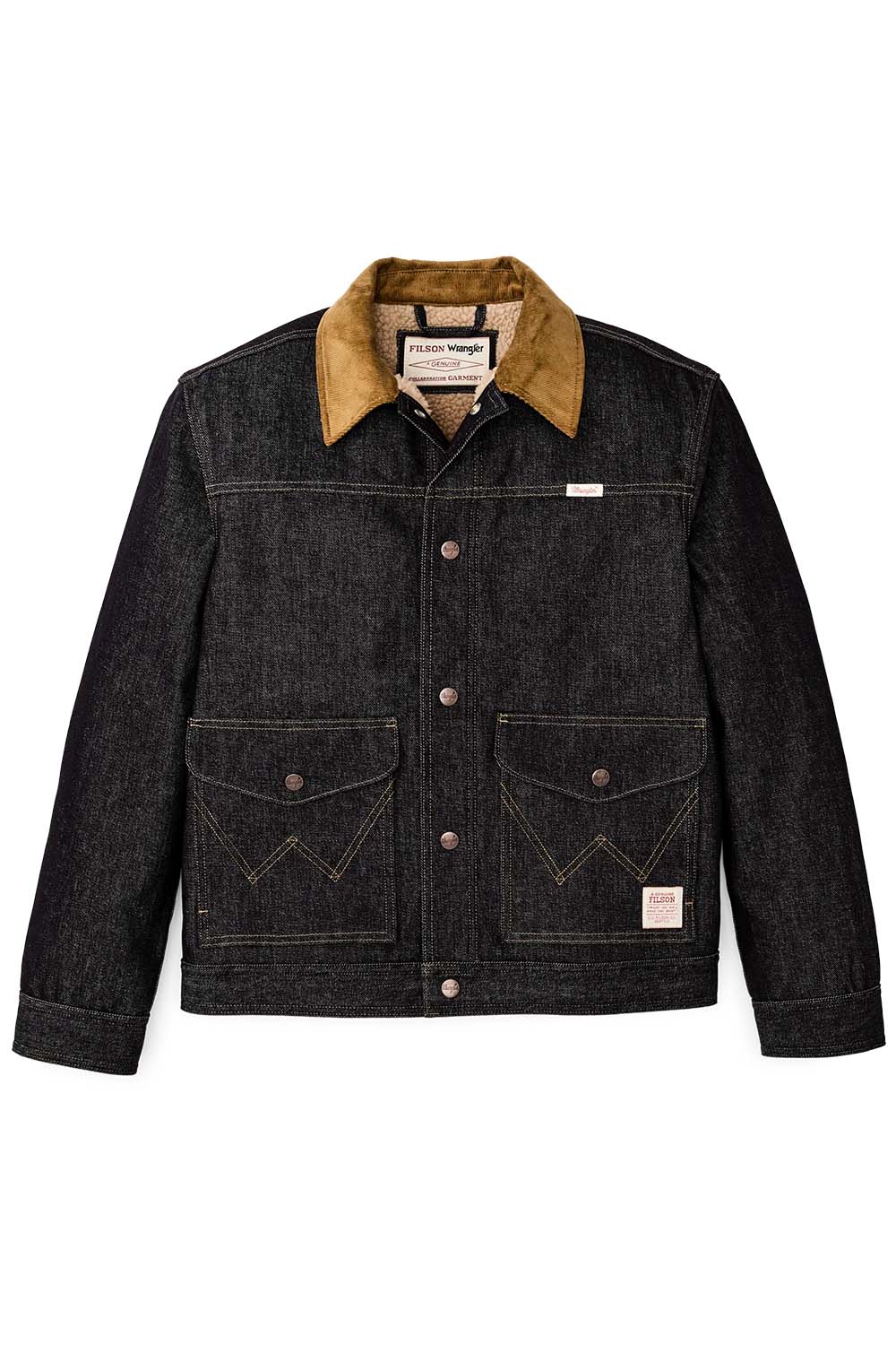 wrangler x filson denim work jacket indigo front