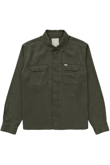 RVCA Vacancy Utility Shirt in Fatigue — Flatlay view