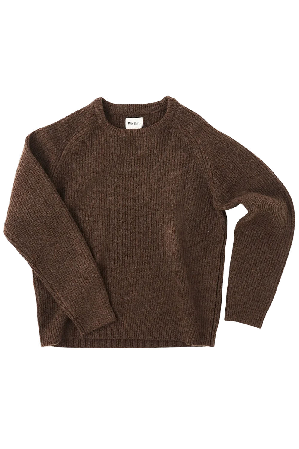 Rhythm Vintage Waffle Knit Sweater in Chocolate — Flatlay view