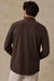 Faherty Coastline Knit Shirt in Brown Road Twill — Back view