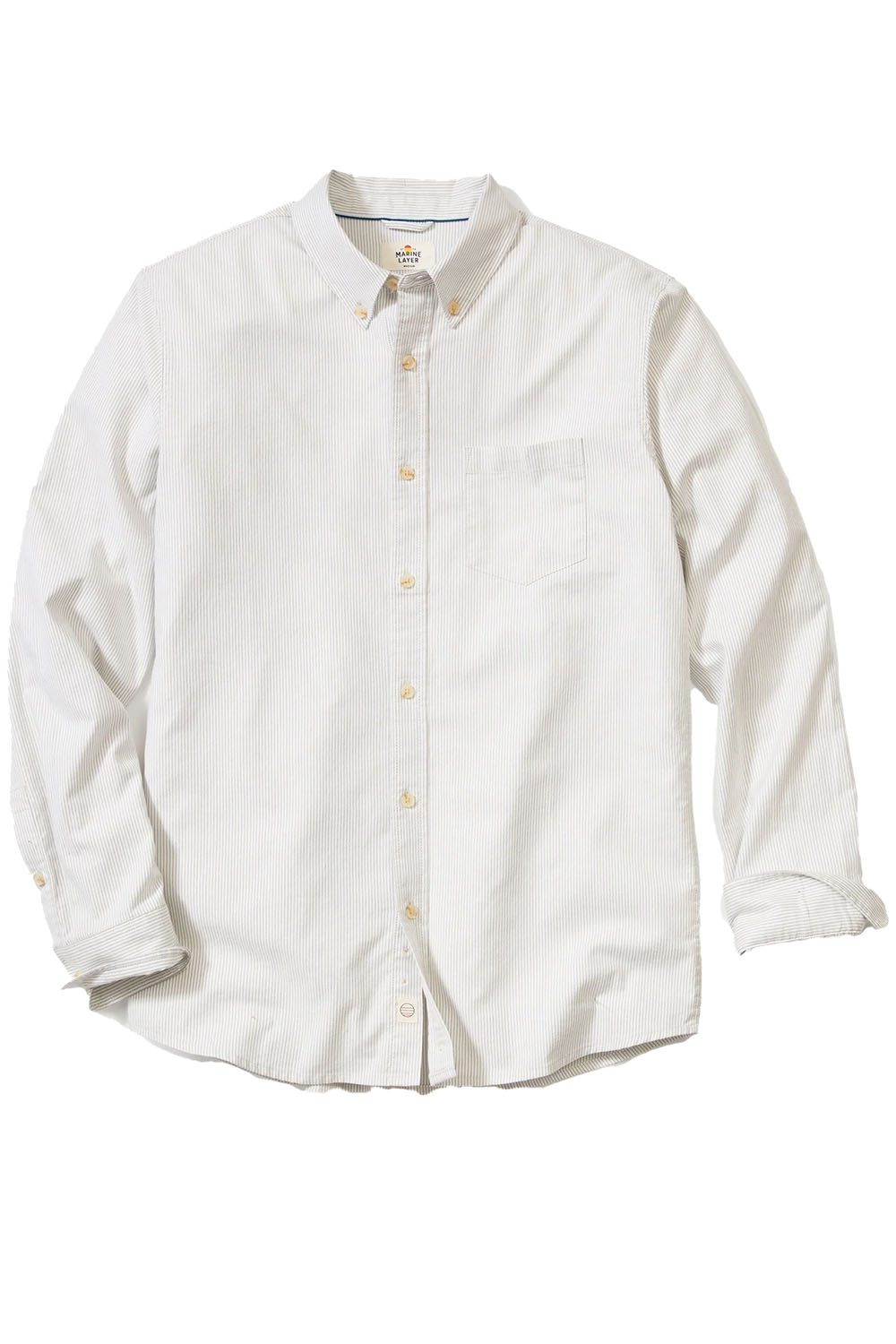 Marine Layer - CALIFORNIA OXFORD SHIRT - Grey/White Stripe - Flatlay