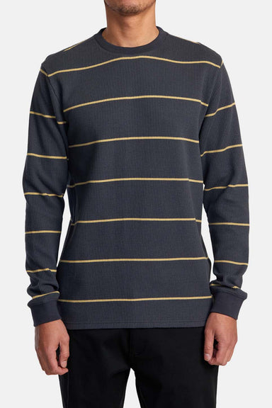 RVCA - Day Shift Thermal Stripe LS - Garage Blue - Front