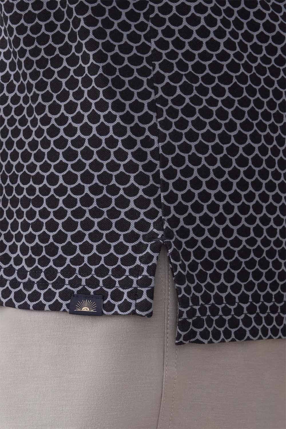 Faherty - SS Movement Pique Polo - Midnight Fishscale - Detail