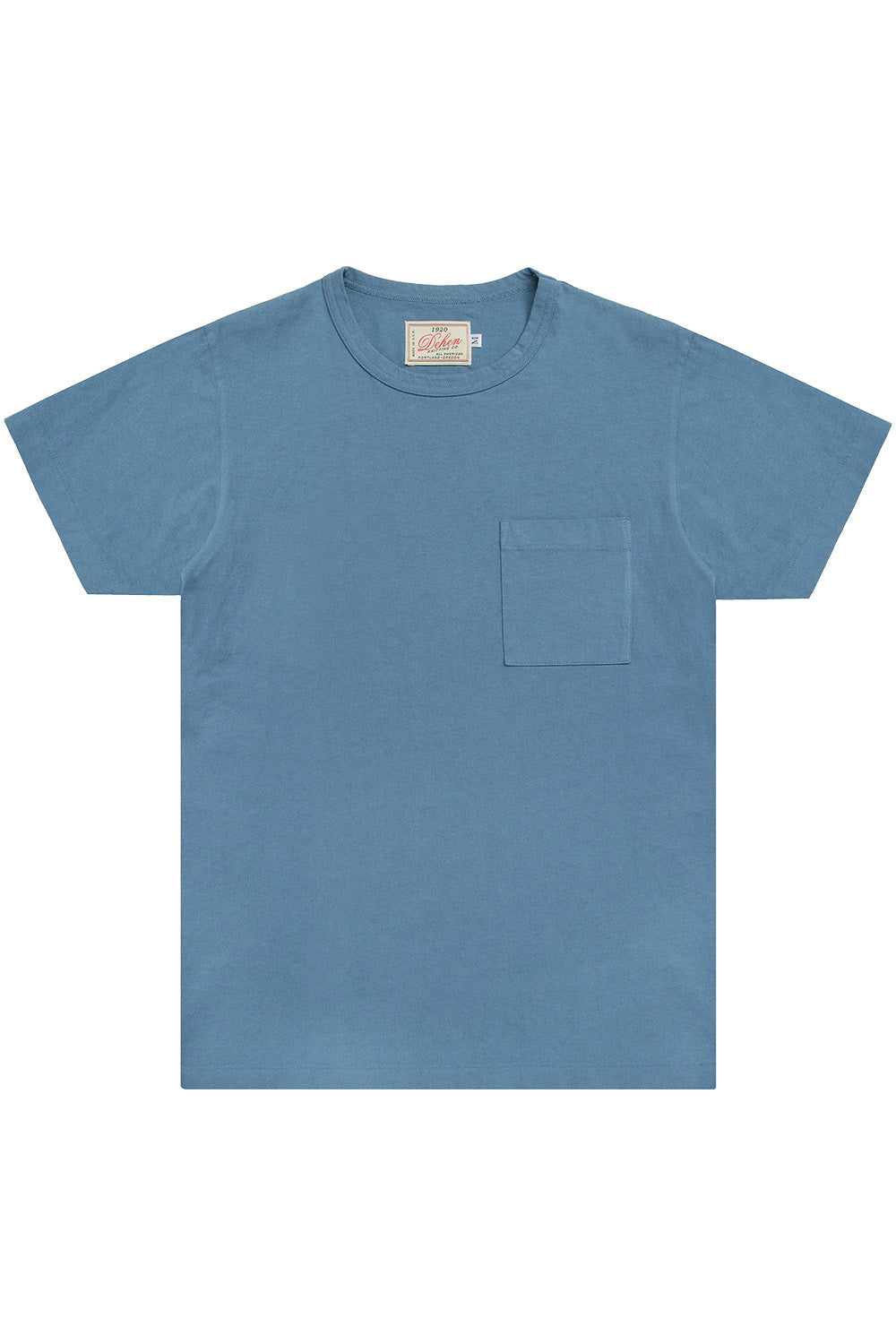 Dehen Heavy Duty Pocket Tee in Faded Blue — Flatlay view