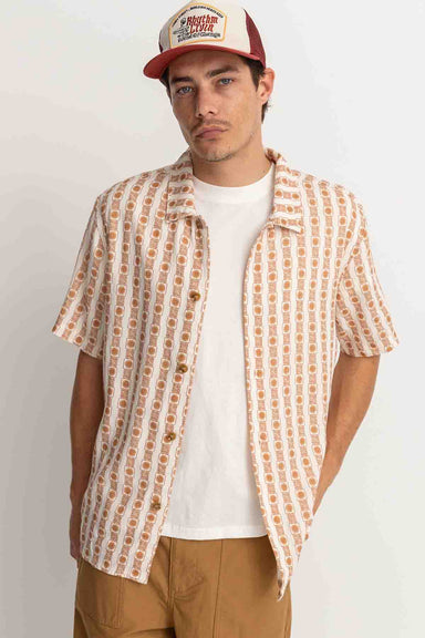 Rhythm - Tile Stripe SS Shirt - Natural - Front