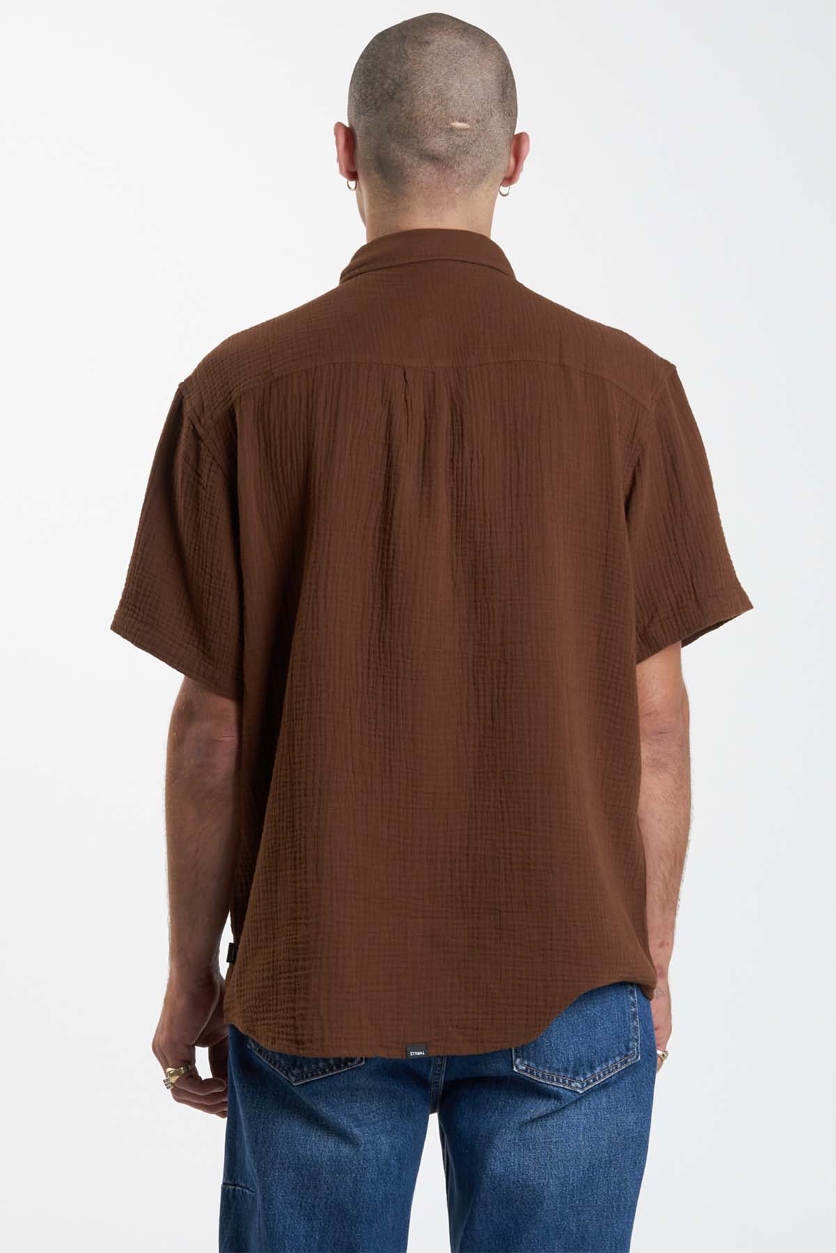 Thrills - Minimal Thrills Seersucker SS - Chestnut - Back