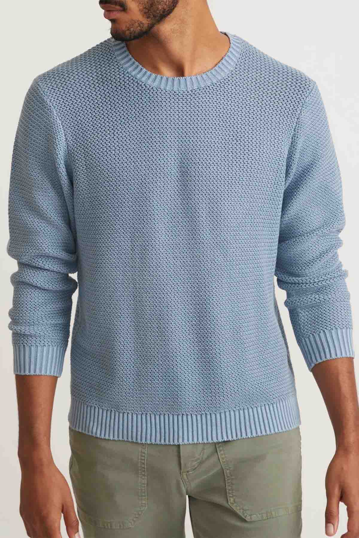 Marine Layer - Garment Dye Crew Sweater - Coronet Blue - Front