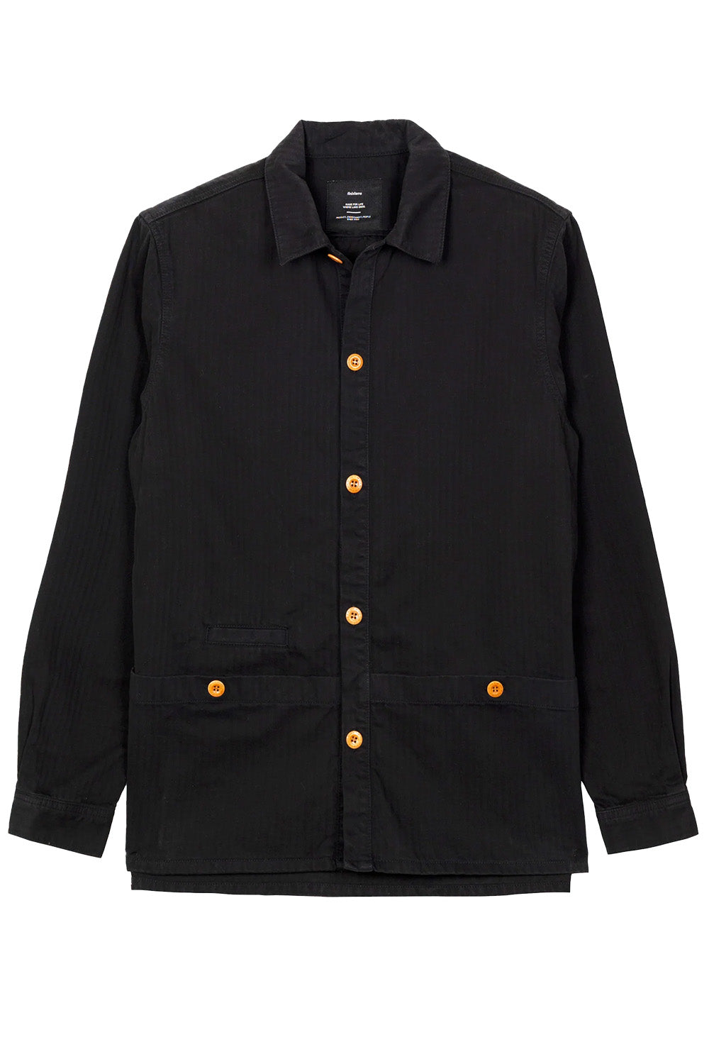finisterre tonkin work shirt washed black flatlay
