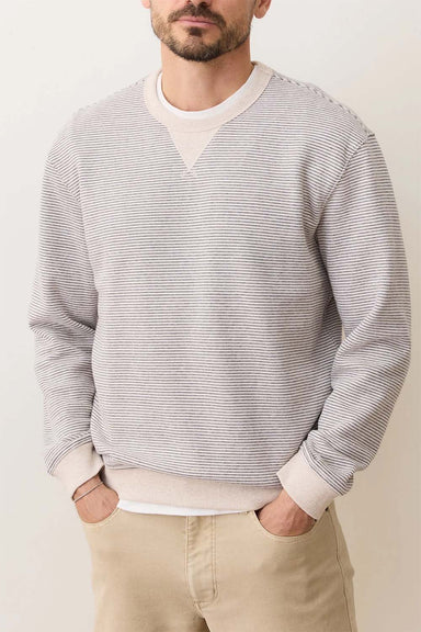 Marine Layer CLOUD 9 FLEECE CREWNECK Driftwood Baja Stripe Front