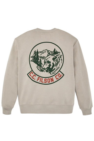Filson Bear Graphic Crewneck in Vintage Khaki — Flatlay view