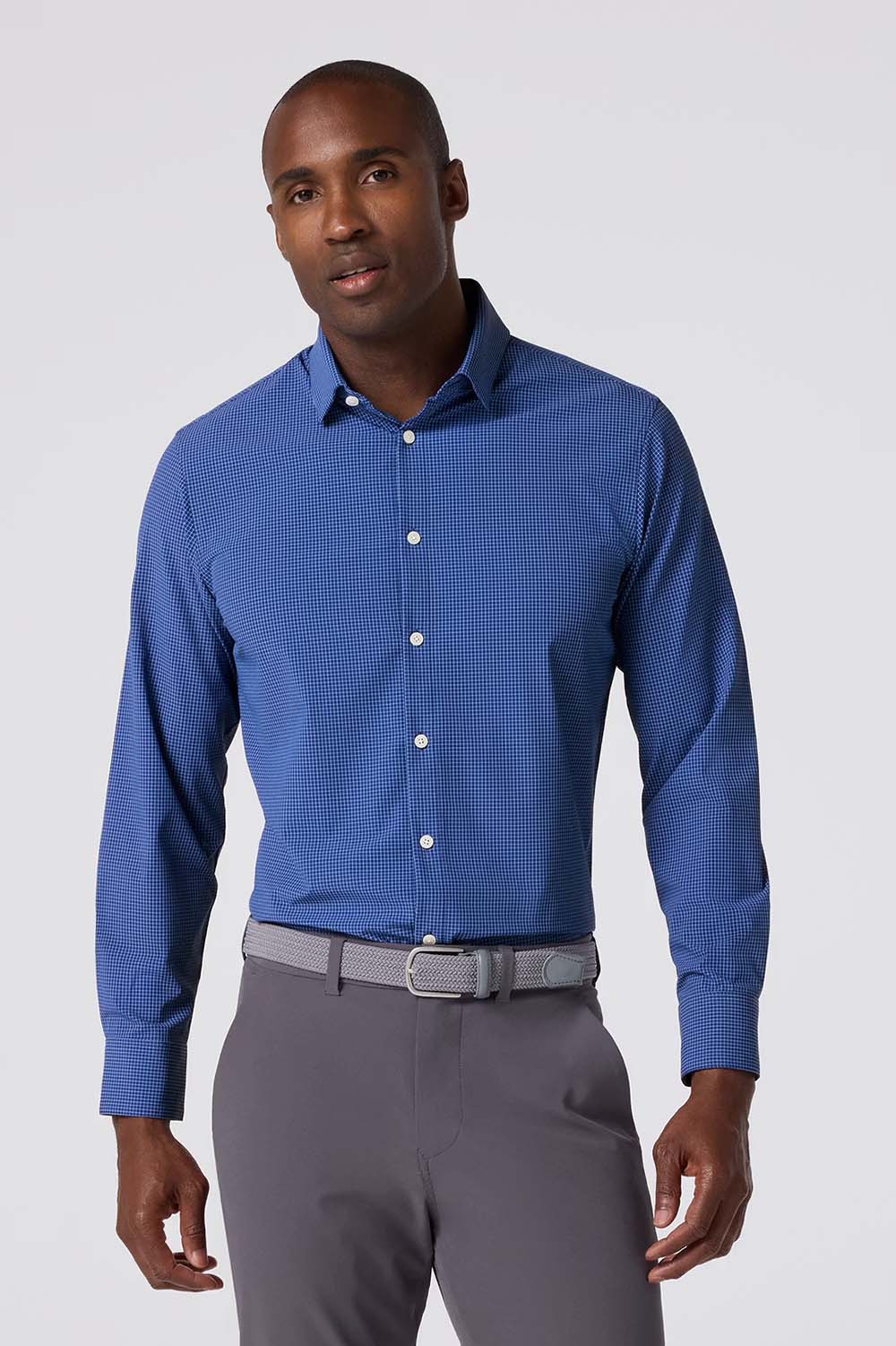 Mizzen + Main - Leeward LS - Cobalt Jared Grid - Front