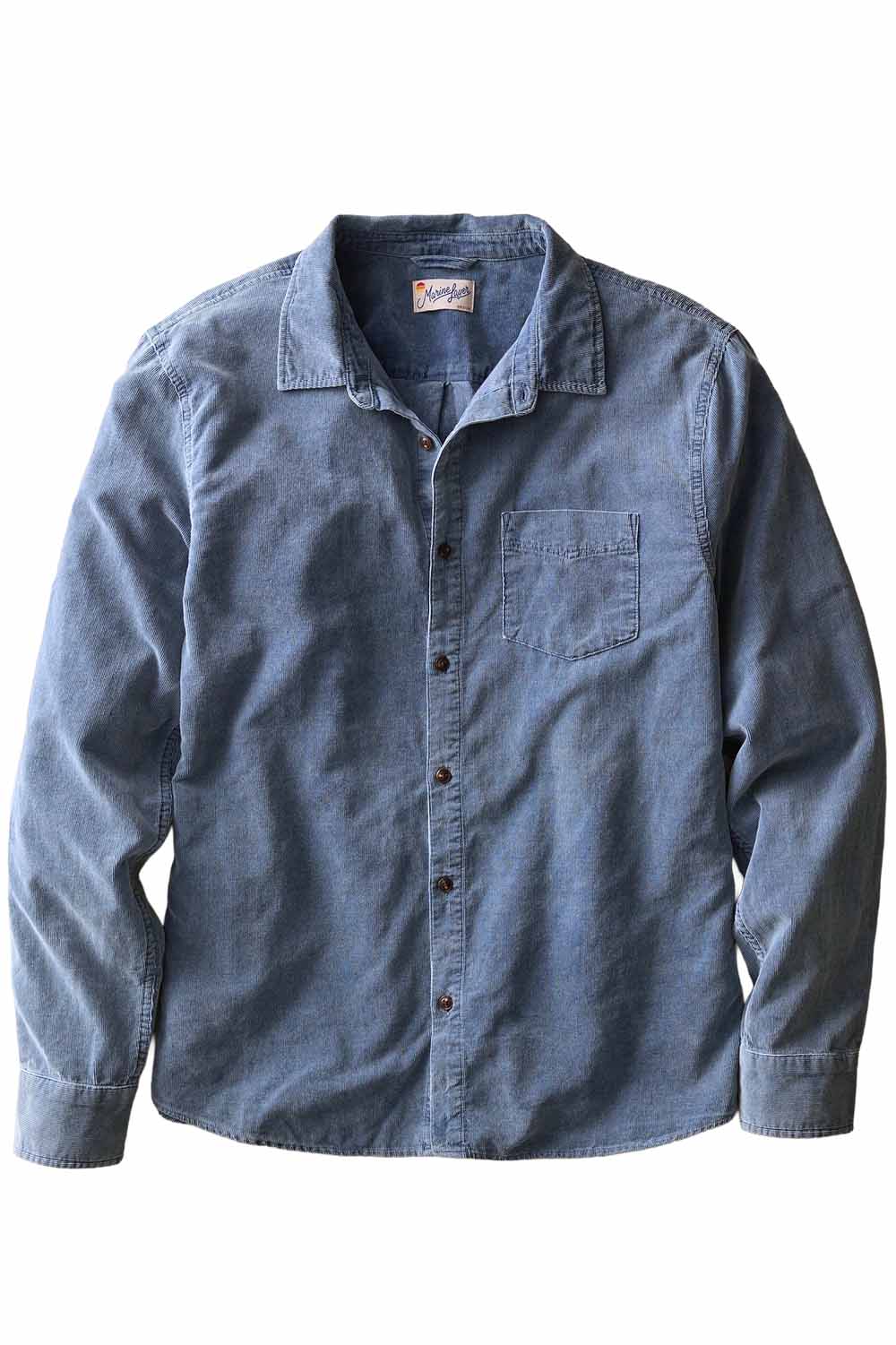 Marine Layer Lightweight Corduroy Shirt in Indigo — Flatlay view