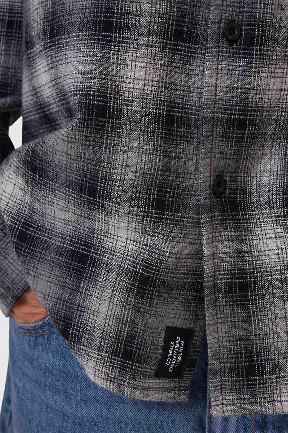 Thrills BARRIO LS FLANNEL SHIRT Black Detail