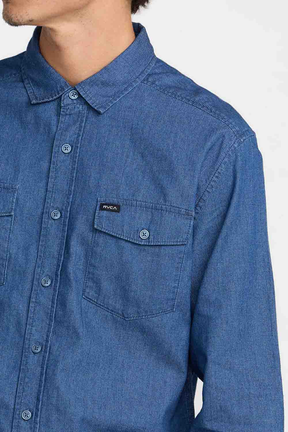 RVCA Denim Days Shirt in Indigo — Detail-1 view