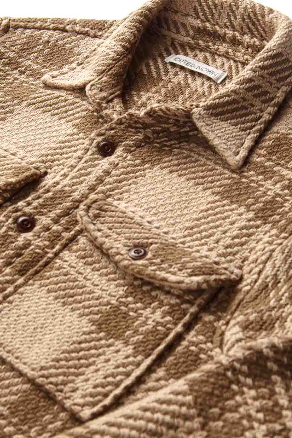 Outerknown - Cloud Weave Shirt - Tawny Wood Sea Mist Plaid - Collar