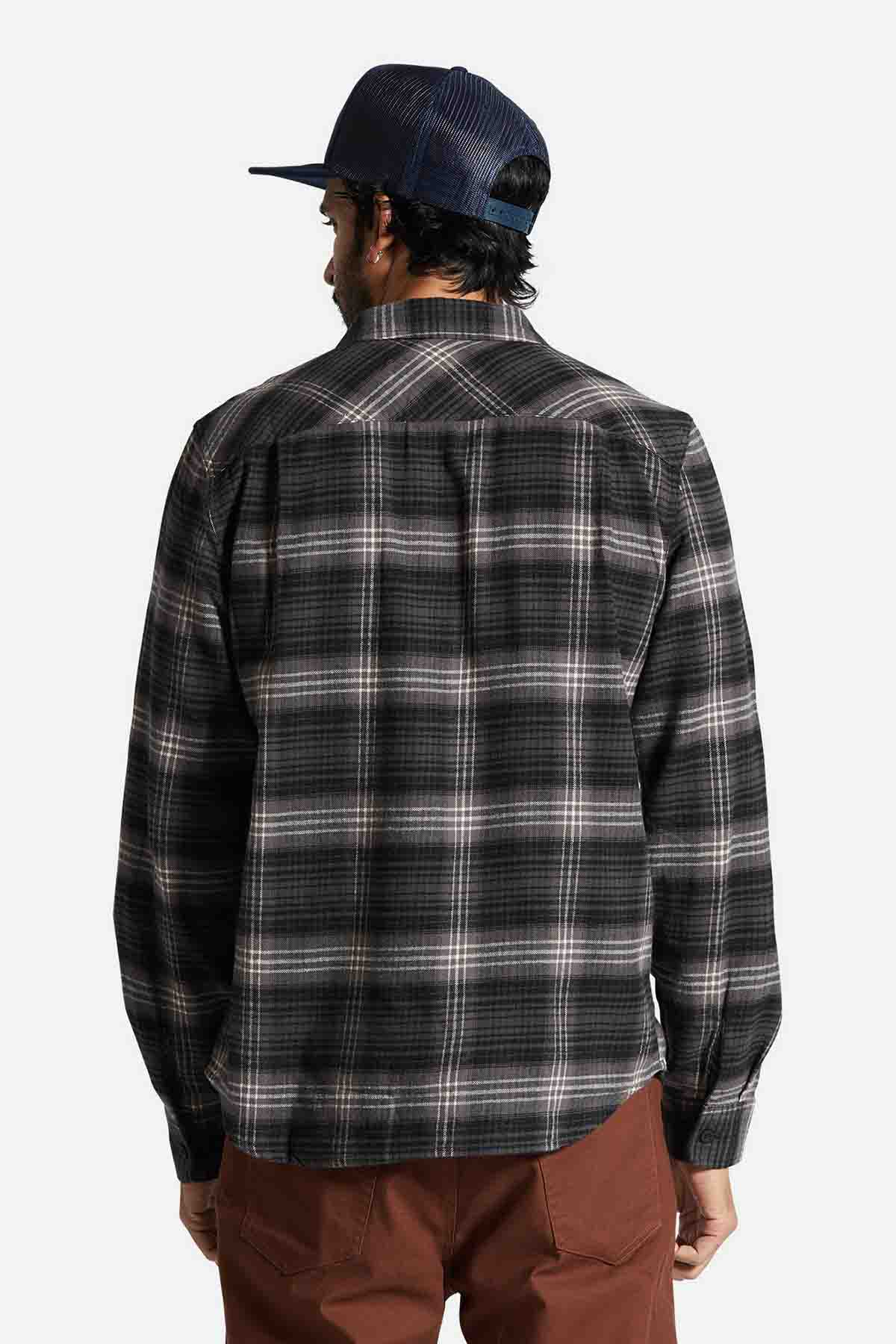 Brixton - Bowery LW Ultra Flannel - Charcoal/Black - Back