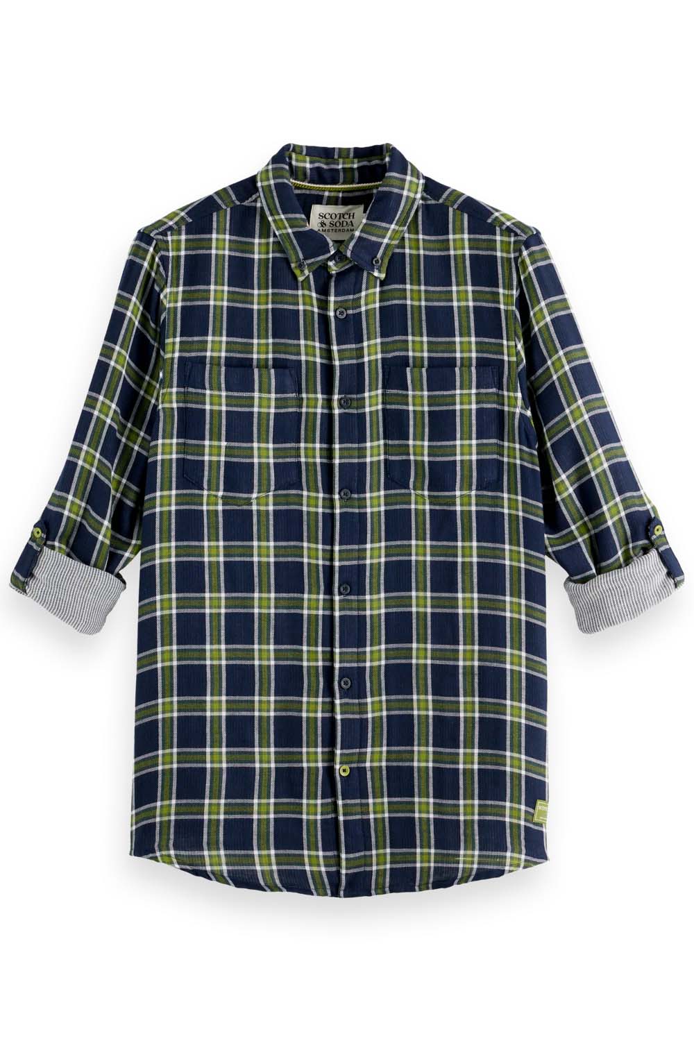 Scotch & Soda - Double Face Check Shirt - Sky Captain - Flatlay