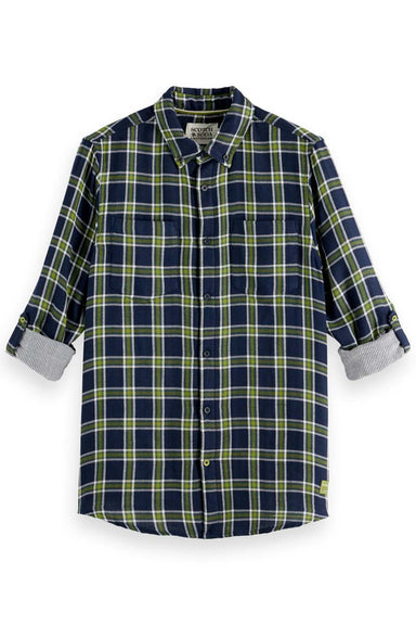 Scotch & Soda - Double Face Check Shirt - Sky Captain - Flatlay
