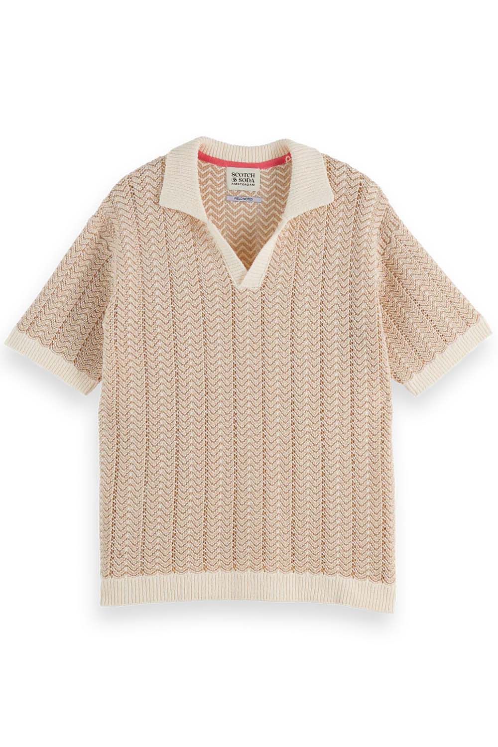 Scotch & Soda - Structured Knitted Polo - Eggnog - Flatlay