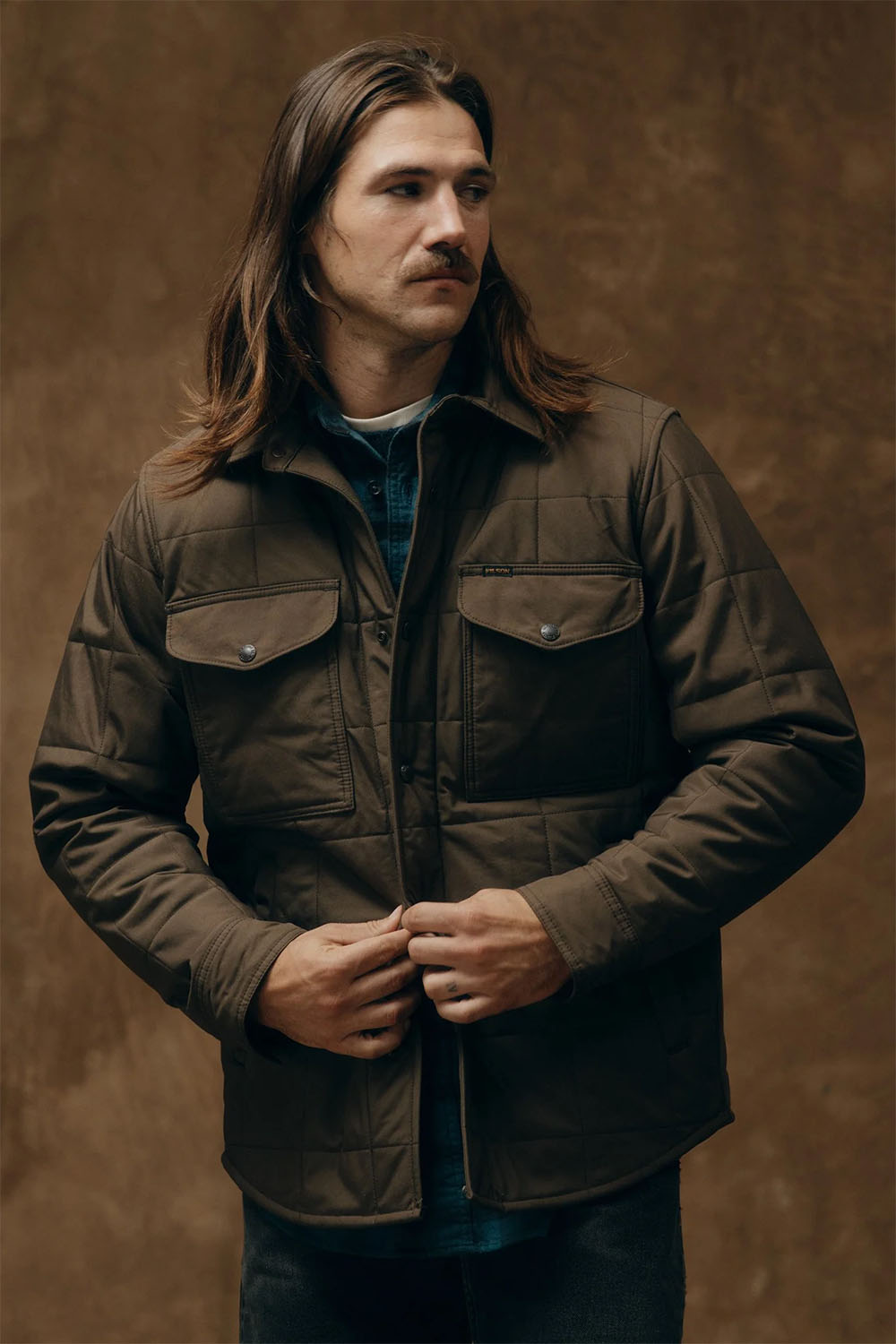 filson cover cloth quilted jac shirt slate black