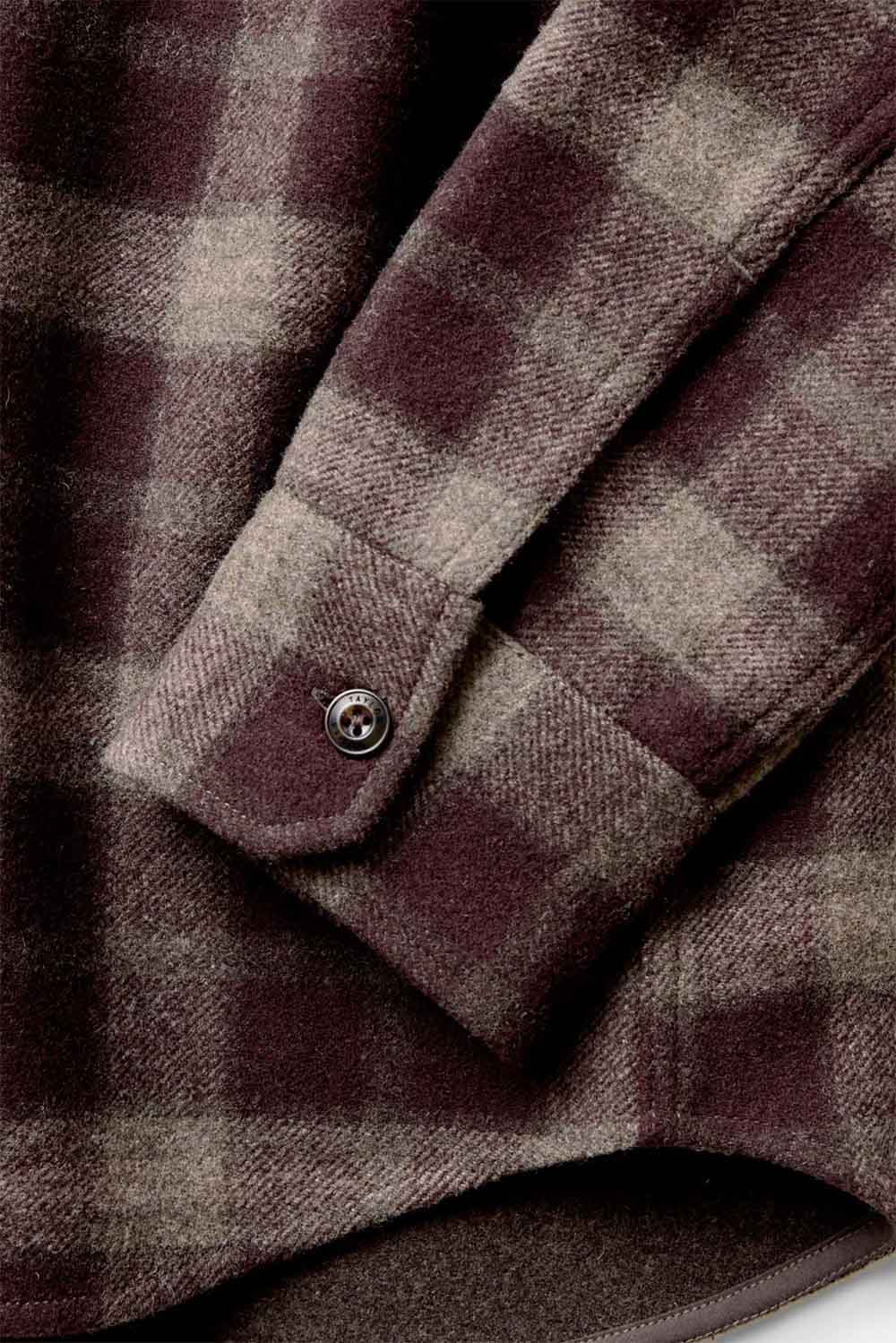 Taylor Stitch - Maritime Shirt Jacket - Burgundy Plaid Wool - Sleeve