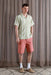 Far Afield - Selleck SS Shirt - Slub Stripe/Frosty Green - Model