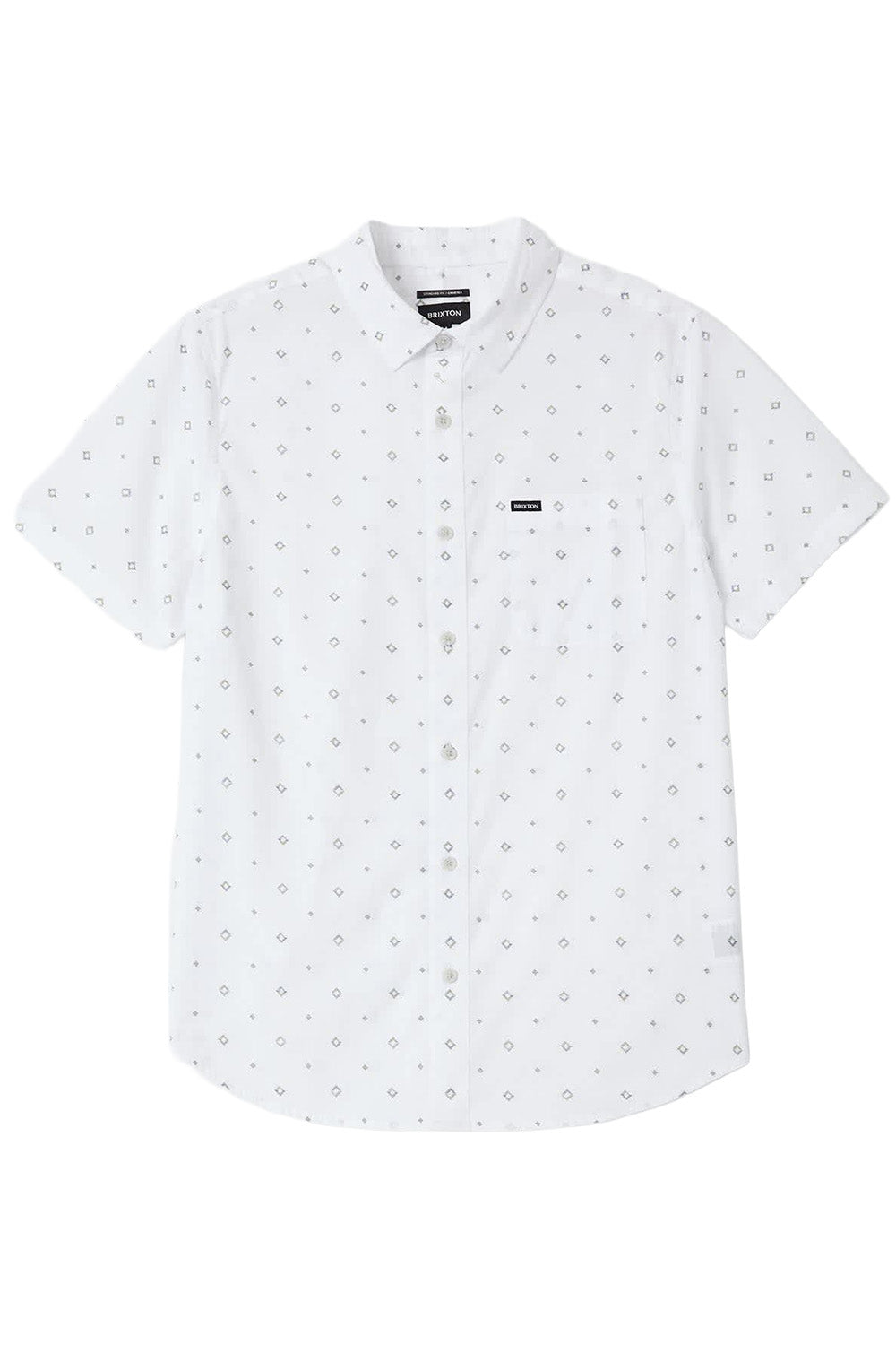 Brixton Charter Print Short Sleeve in White/Geo — Flatlay view