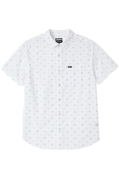 Brixton Charter Print Short Sleeve in White/Geo — Flatlay view
