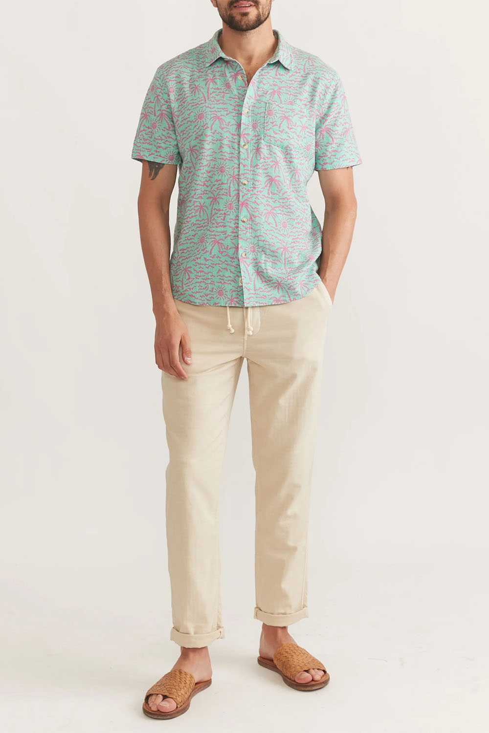 Marine Layer - Stretch Selvage Shirt - Teal Palm
