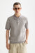 Scotch & Soda - KNITTED STRIPE POLO - Grey Melange - Front
