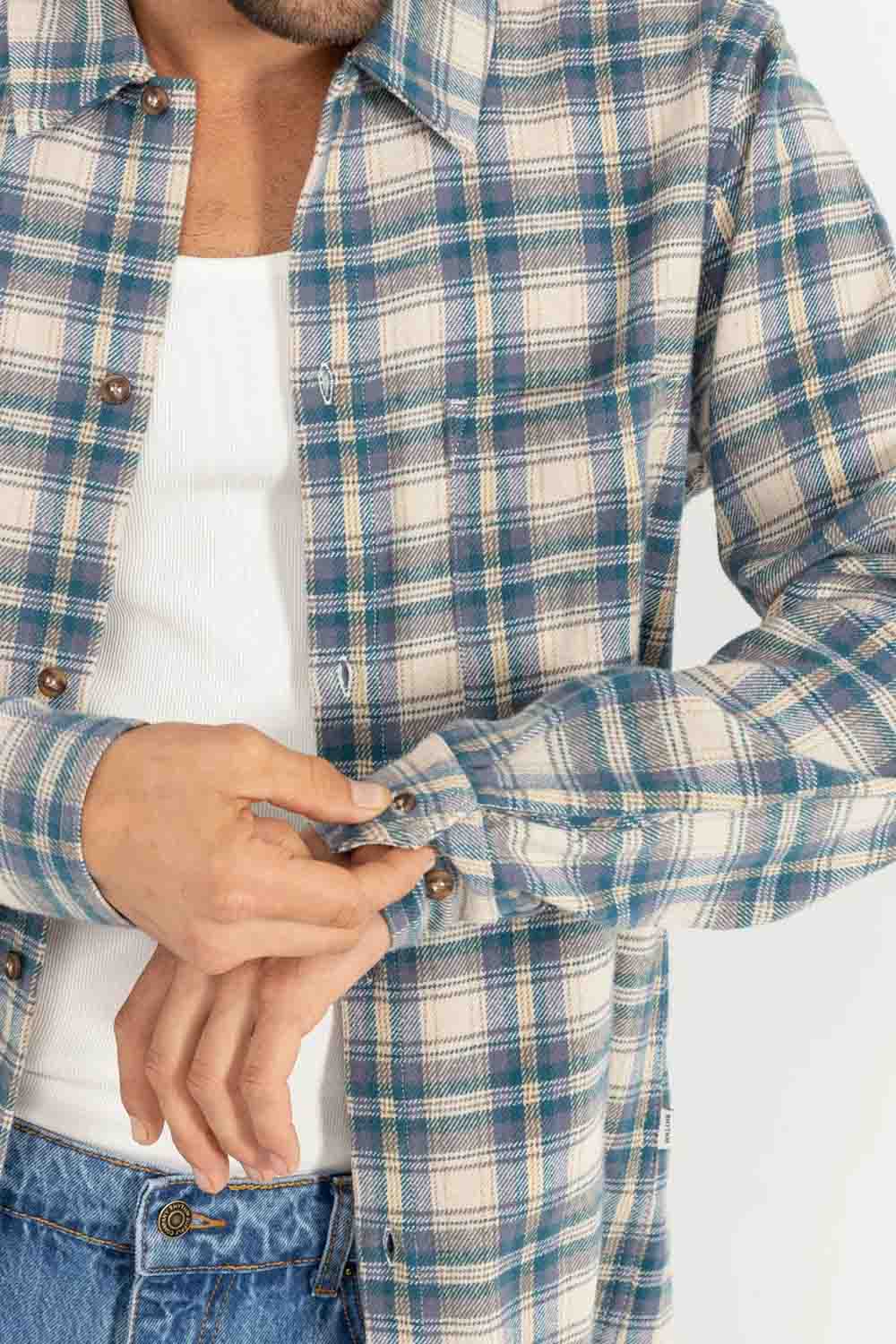 Rhythm Sur LS Flannel Natural Detail