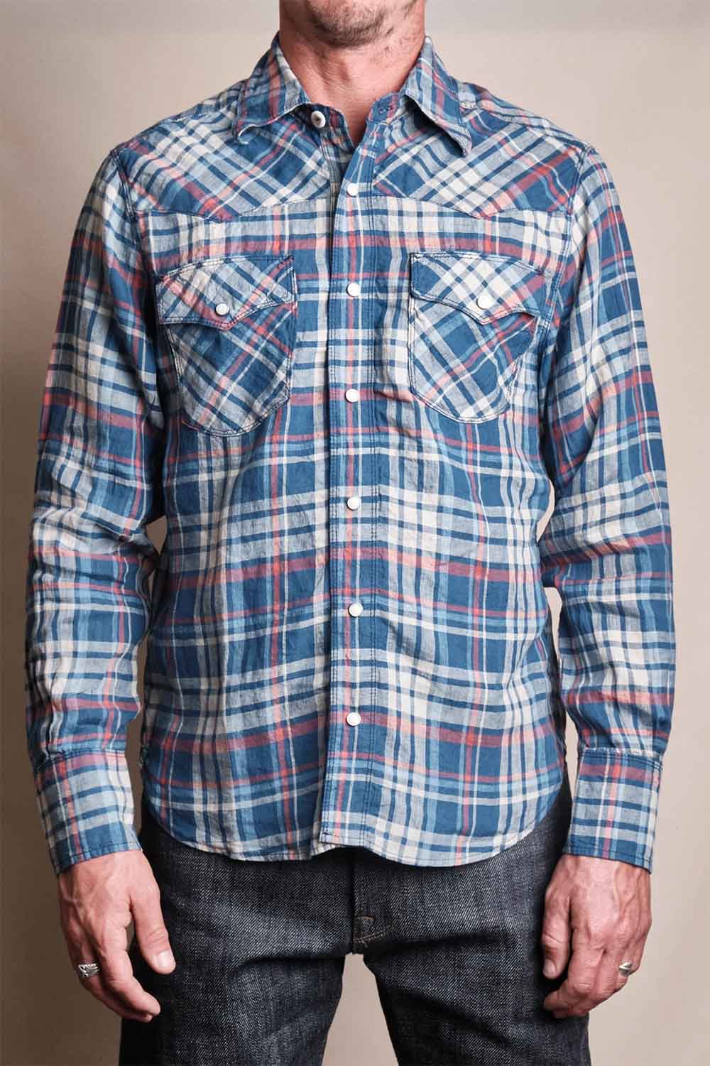Freenote - Western Scout - Kingfisher Blue Plaid - Model