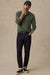 Faherty Sunwashed Sweater Polo in Mountain Green — Lifestyle view