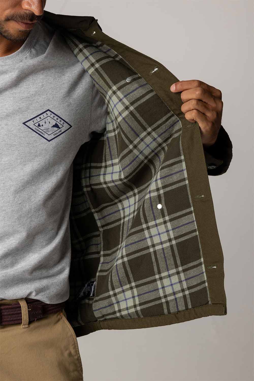 Finisterre - Basset Flannel Lined Jacket - Olive - Inside