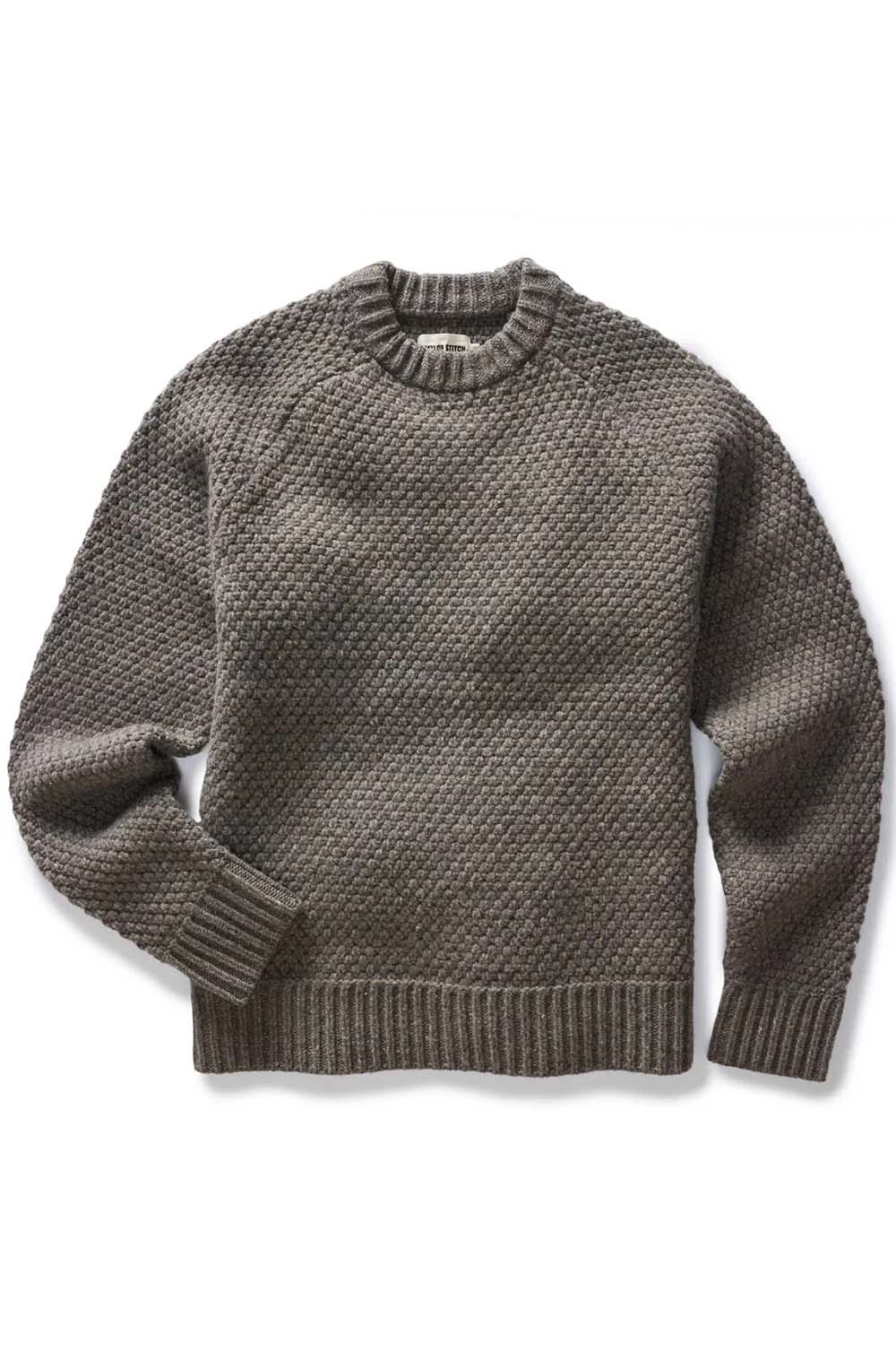 Taylor Stitch THE FISHERMAN SWEATER Taupe Merino Flatlay