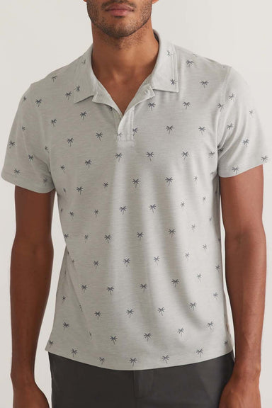 Marine Layer - Air Printed Polo - Light Grey Palm Print - Front