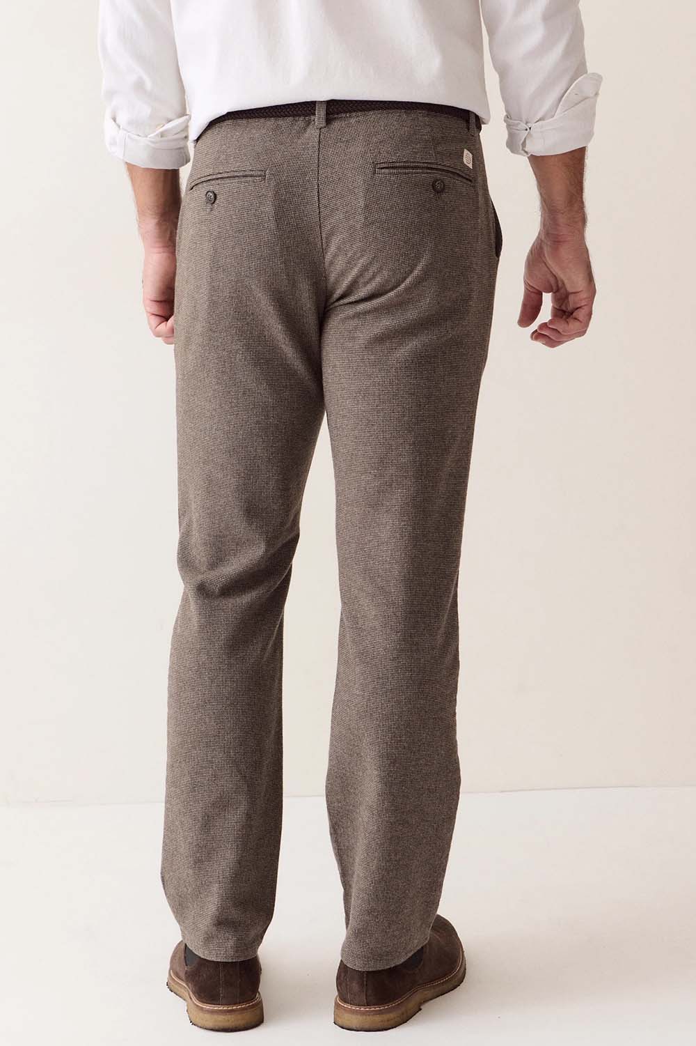 Marine Layer Saturday Houndstooth Chino in Dark Taupe — Back view