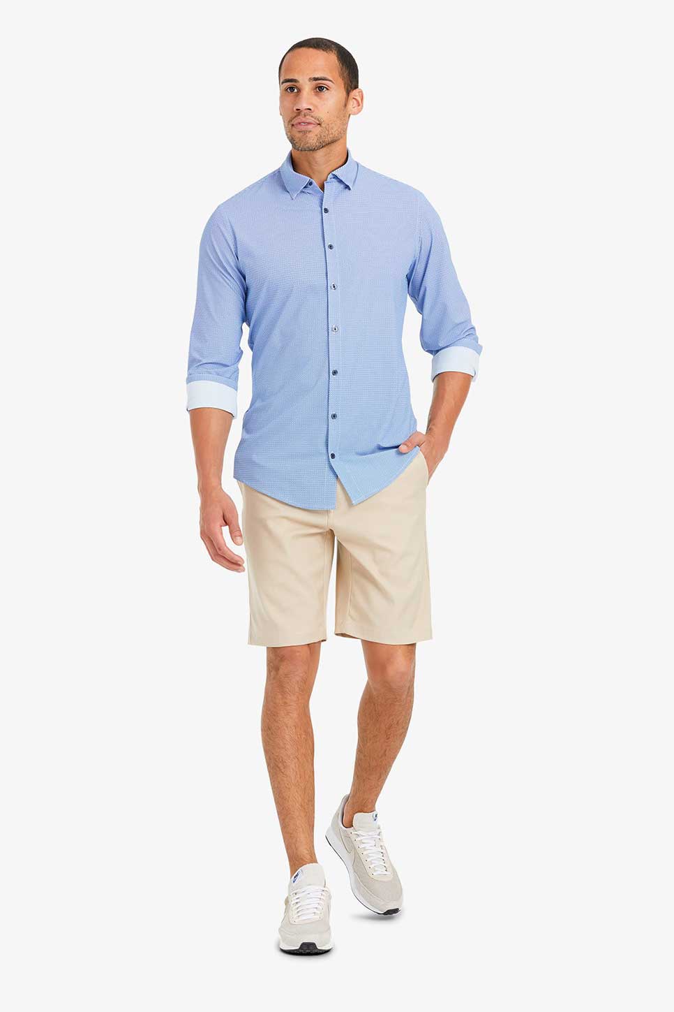 LW LEEWARD LS Blue Navy Mini Square Print