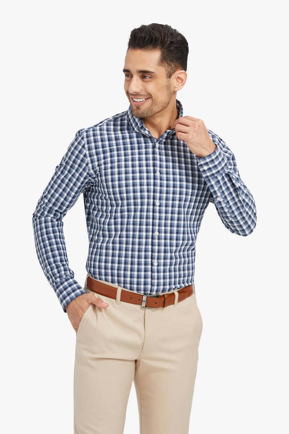 LEEWARD LS Navy White Multi Check
