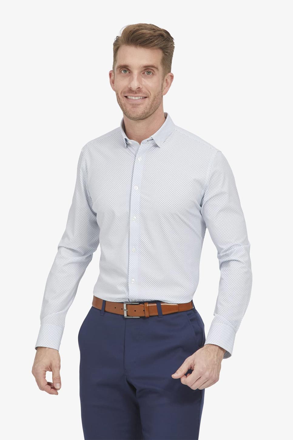 LEEWARD LS White Navy Plus Print