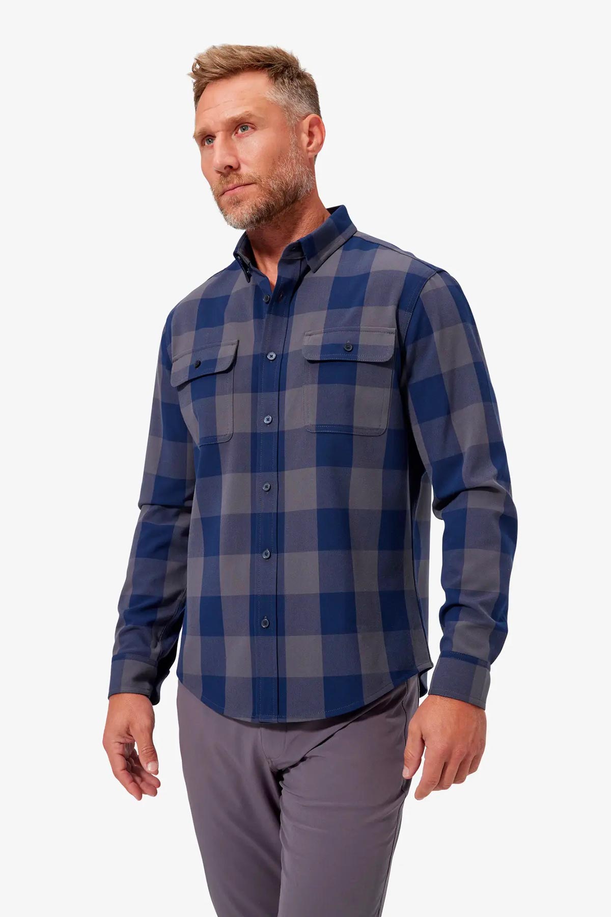 UPSTATE FLANNEL Gray Navy Buffalo Plaid