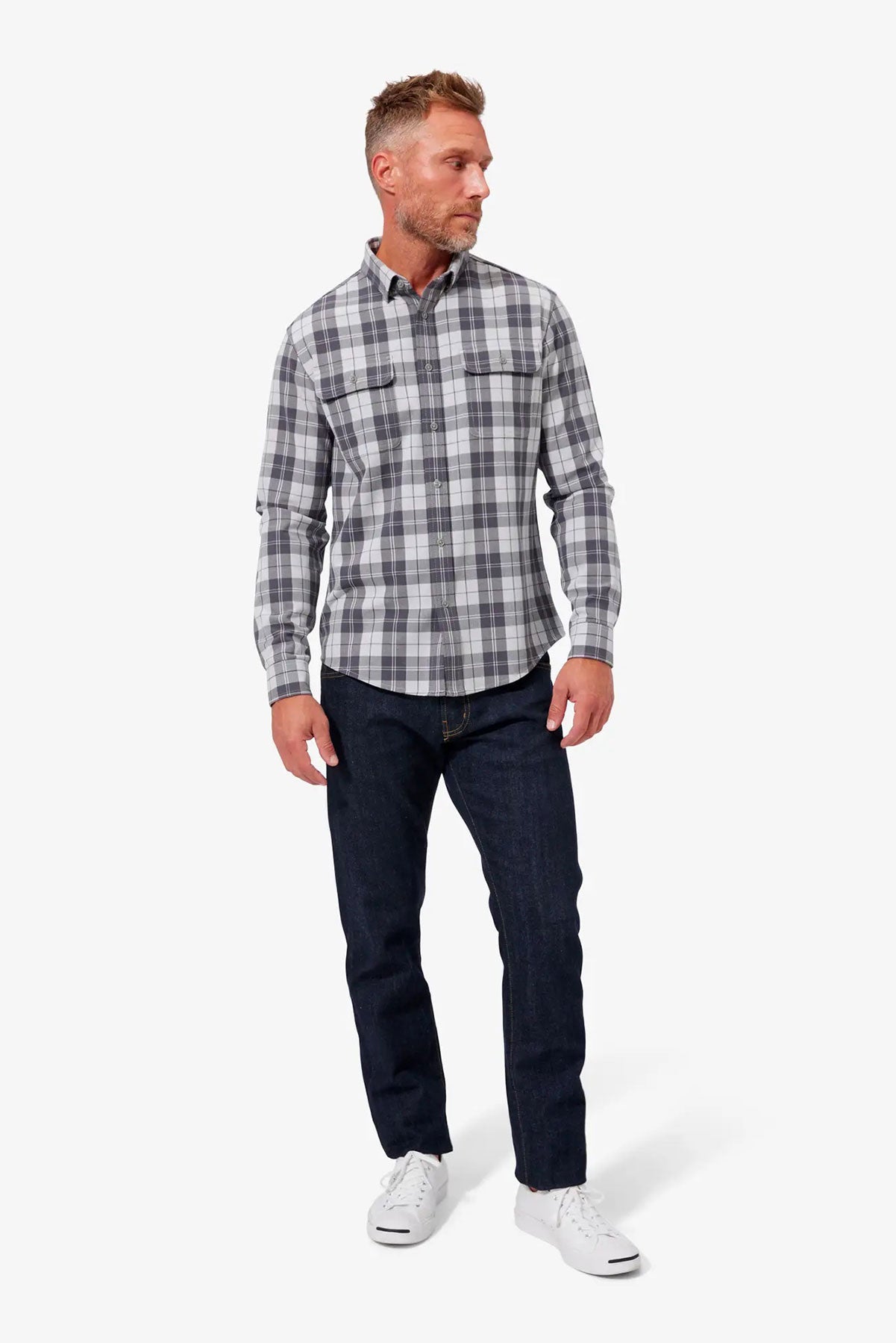 UPSTATE FLANNEL Tonal Gray Plaid