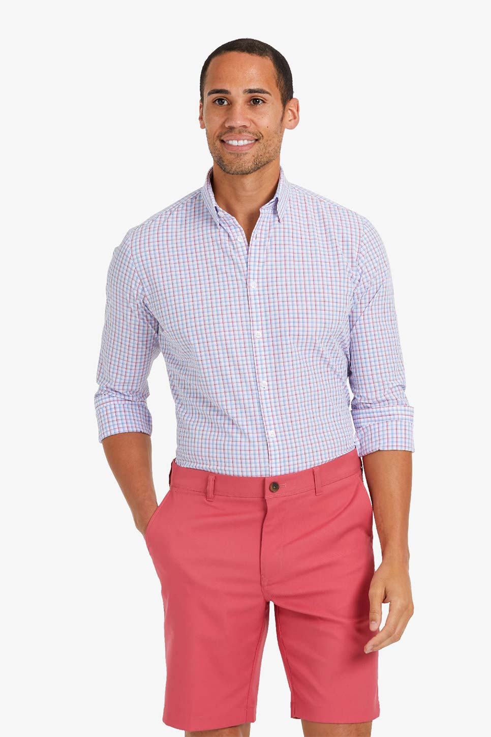 LEEWARD LS Red Blue Check