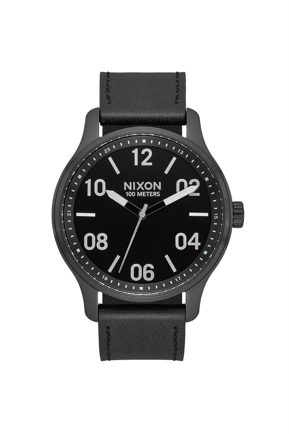 Nixon - Patrol Leather Watch - Black/Silver/Black - Front