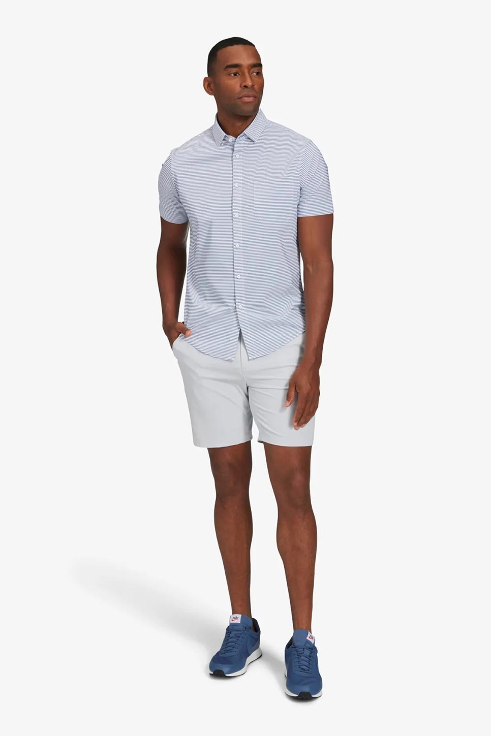 LEEWARD SS Wilkes Navy Mini Stripe