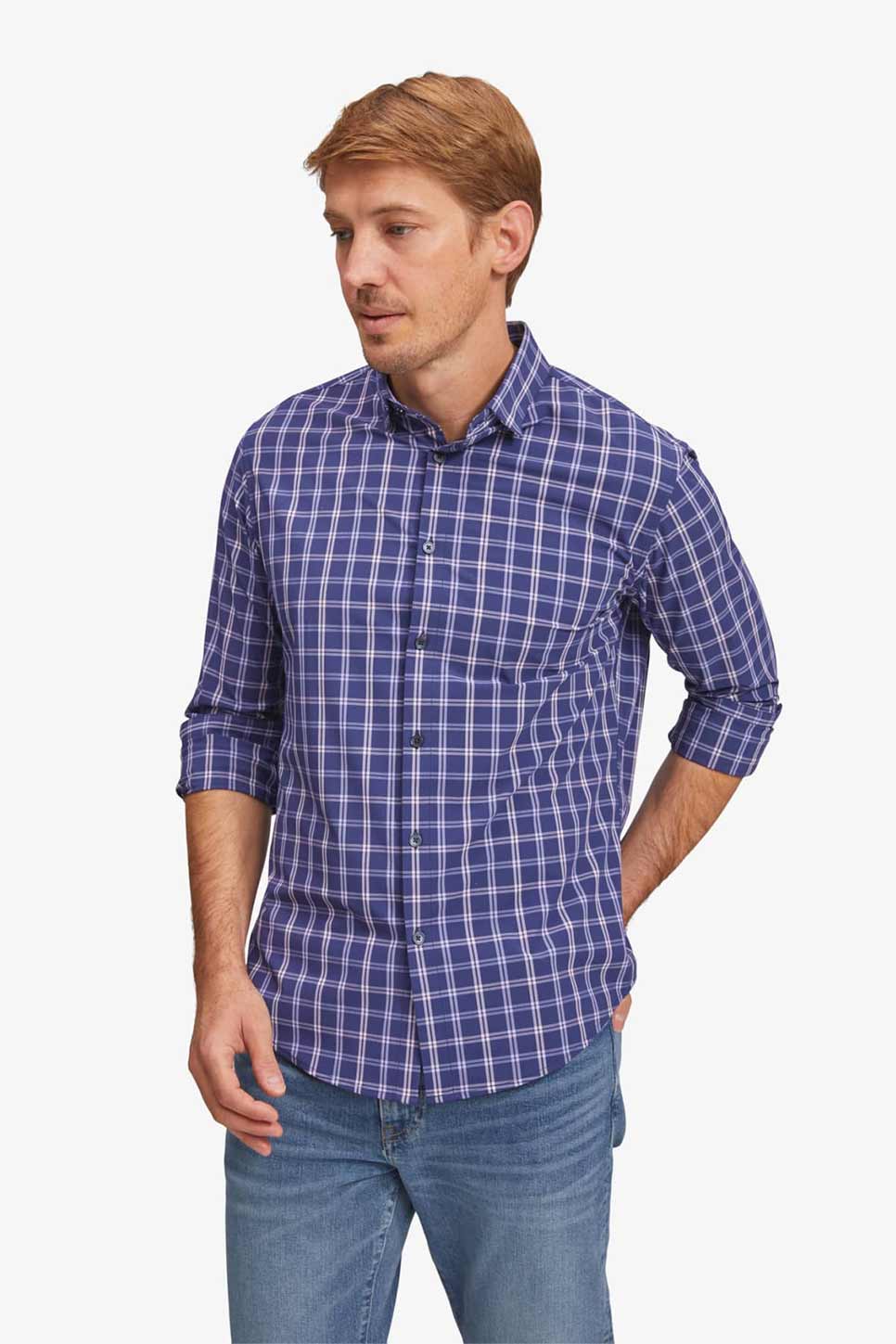 LEEWARD LS Purple Pink Windowpane Plaid