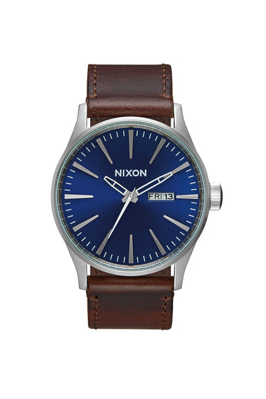 Nixon - Sentry Leather Watch - Blue/Brown - Front