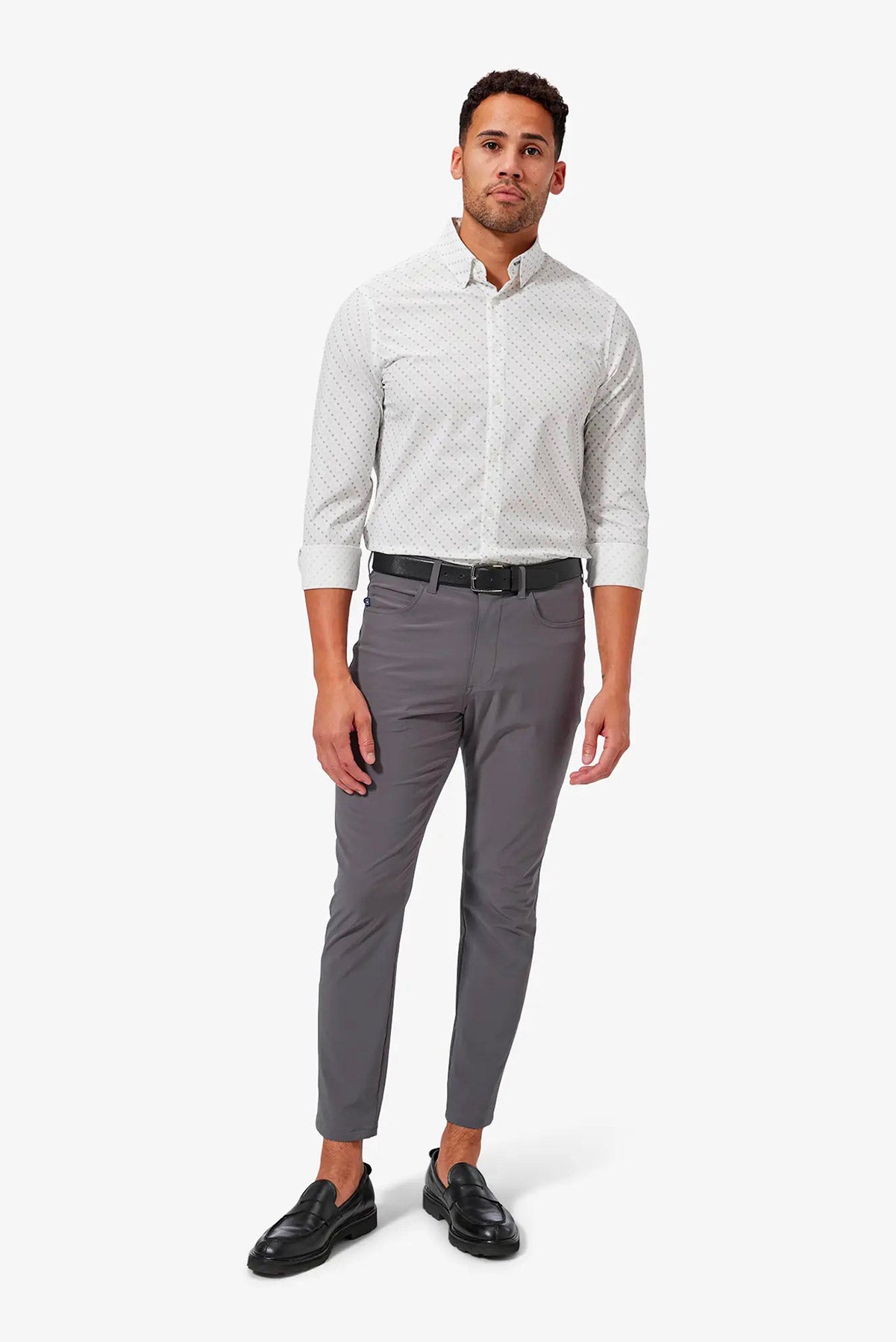 LEEWARD LS White Blue Dot Geo Print