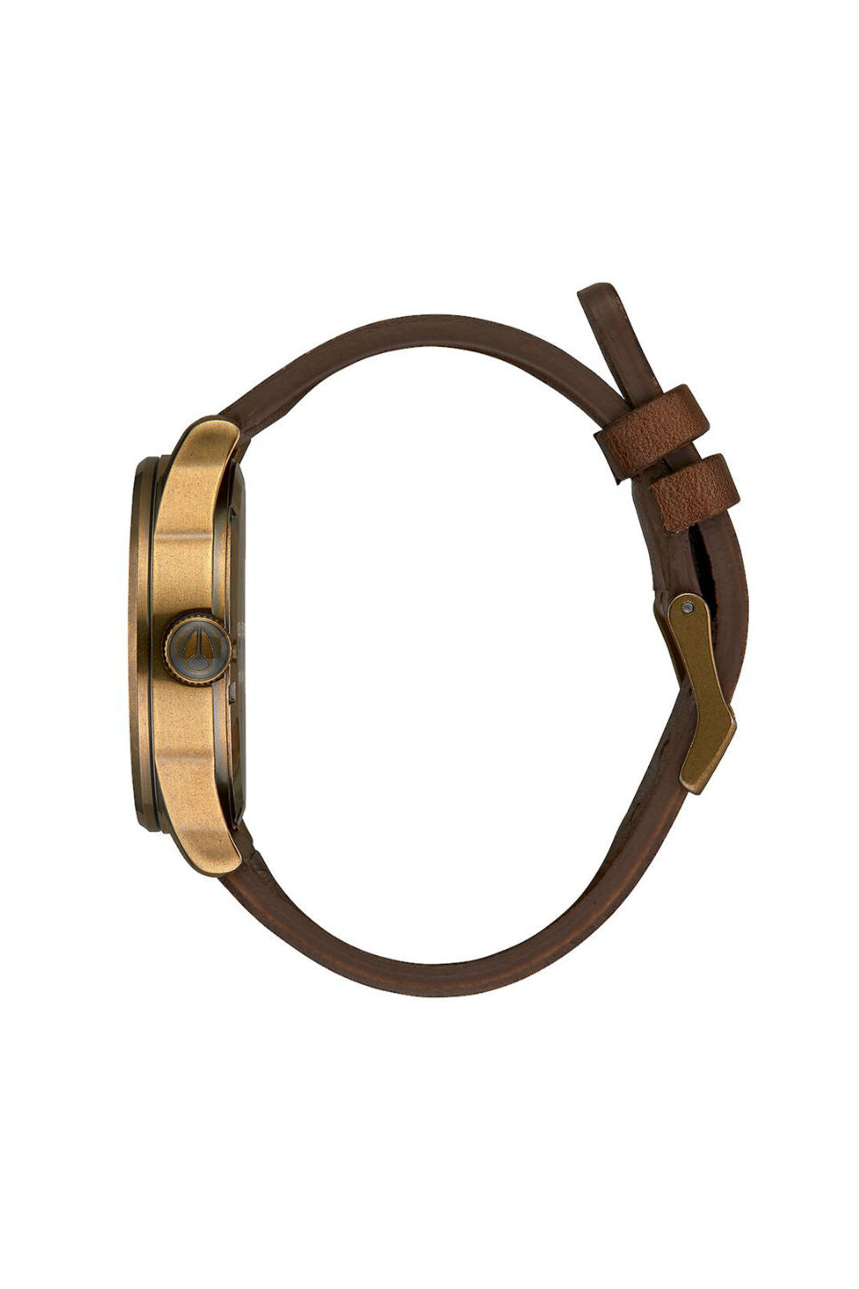 Nixon - Sentry Leather Watch - Brass/Black/Brown - Side