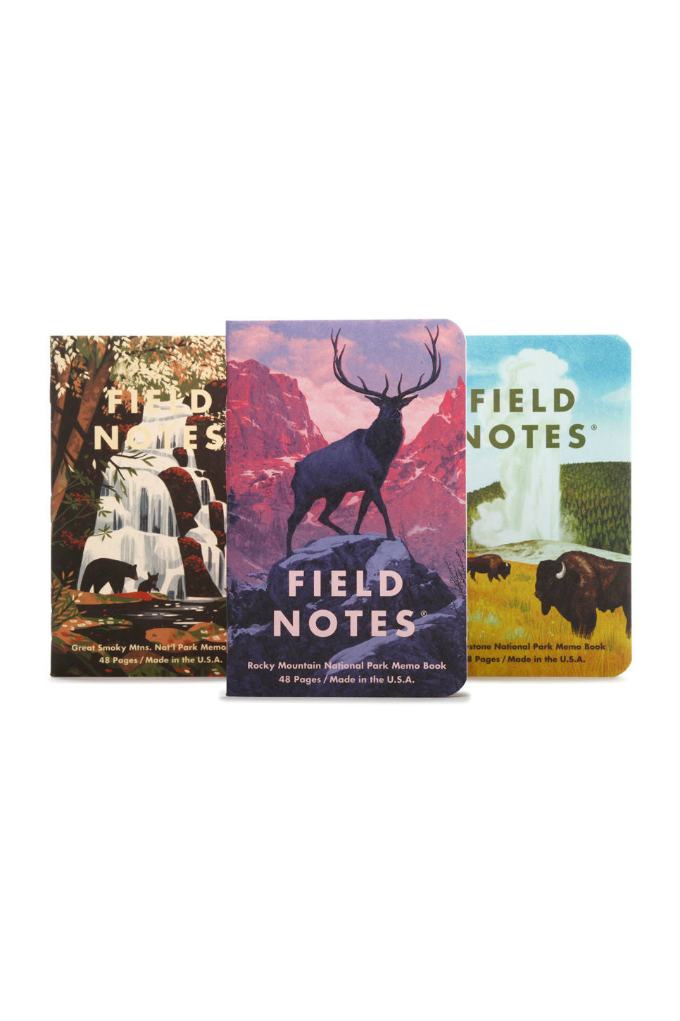 Field Notes - National Parks 3 Pack - Rocky Mountins, Grey Smoky Mountains, Yellowstone